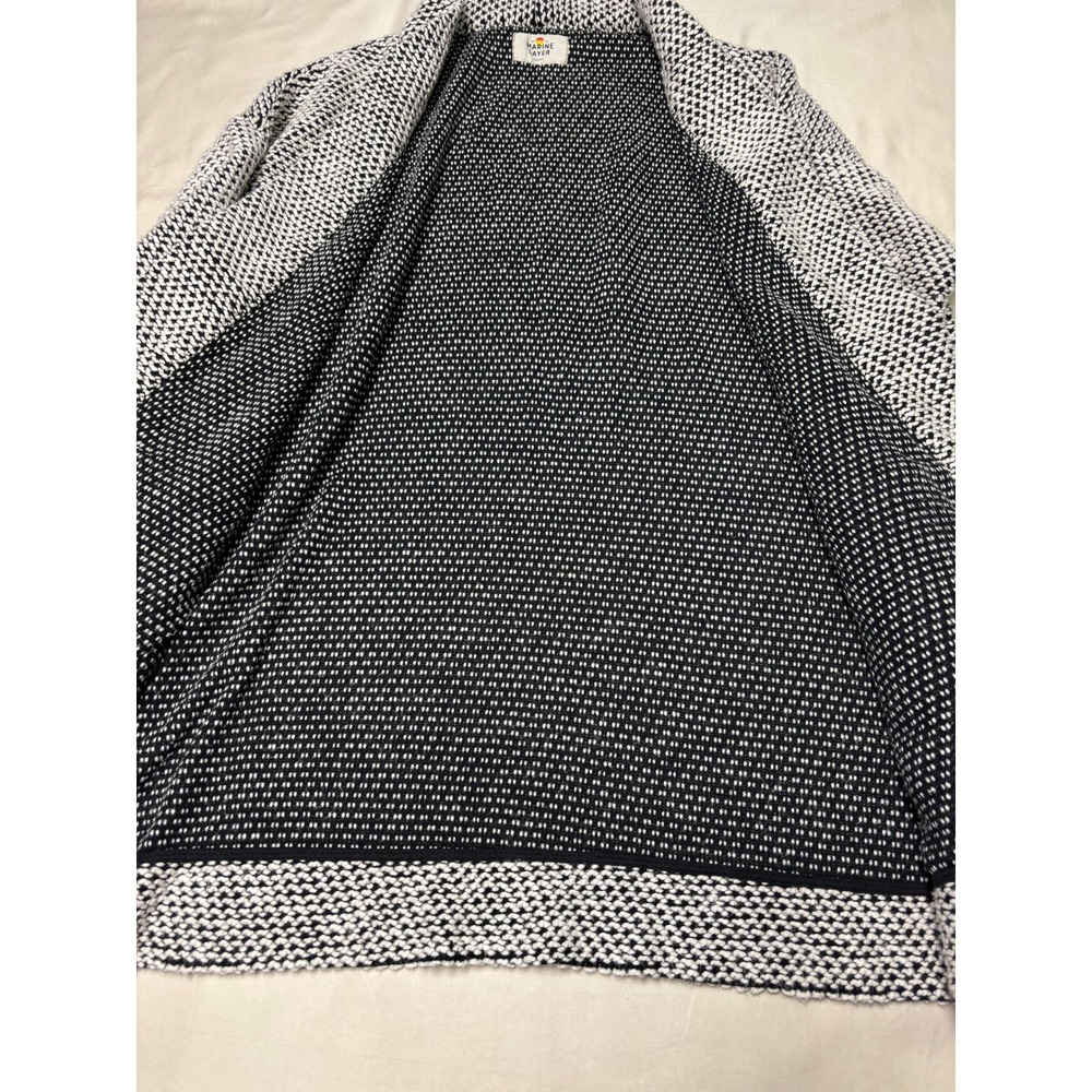Marine Layer Womens Black White Textured Open Front Cardigan Sweater Small 12794 - Picture 2 of 10